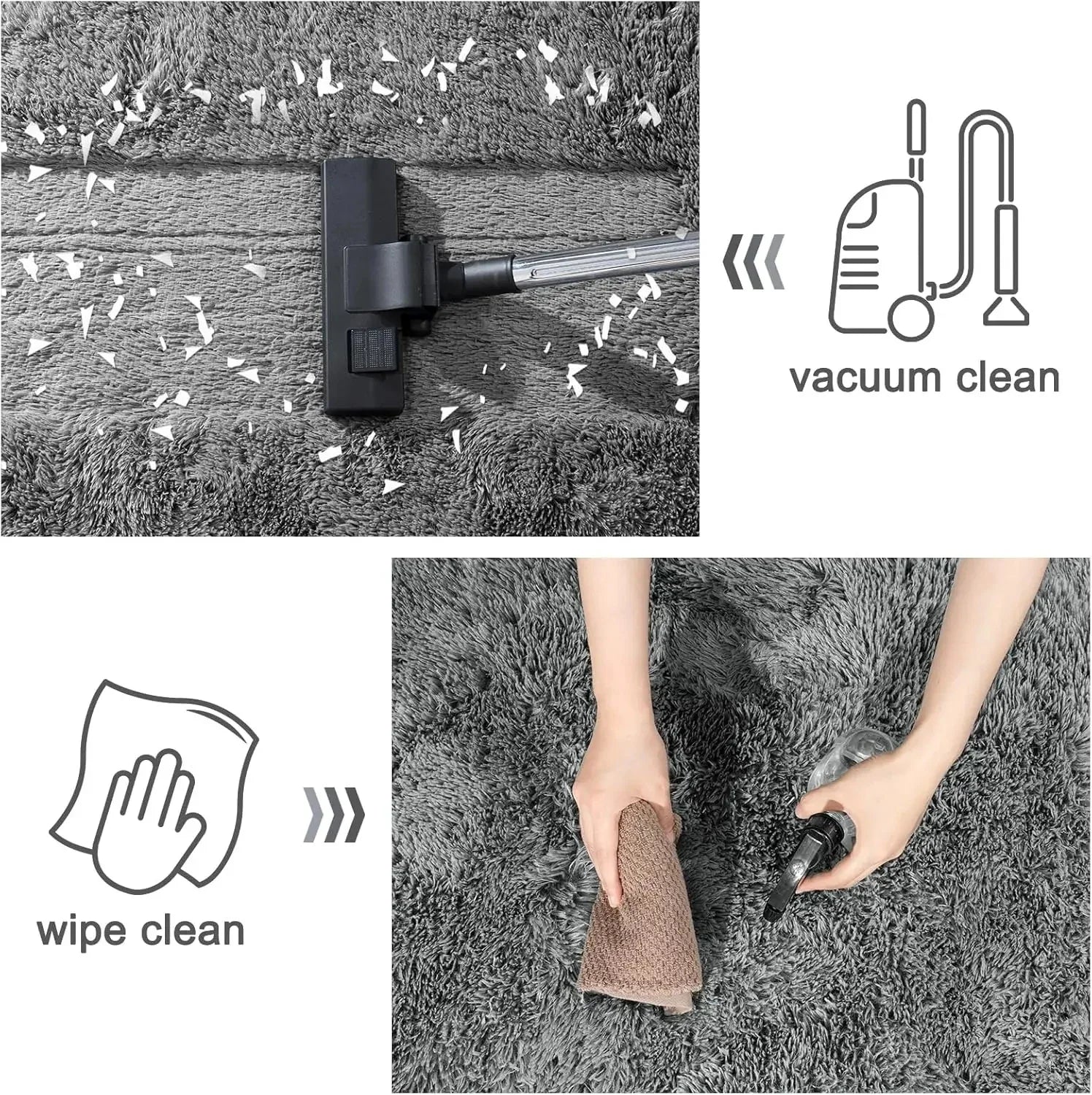 VIKAMA Minimalist Shaggy Living Room Rug, Soft and Fluffy Area Rug, Bedroom Dormitory Children's Room Carpet, Home Decor