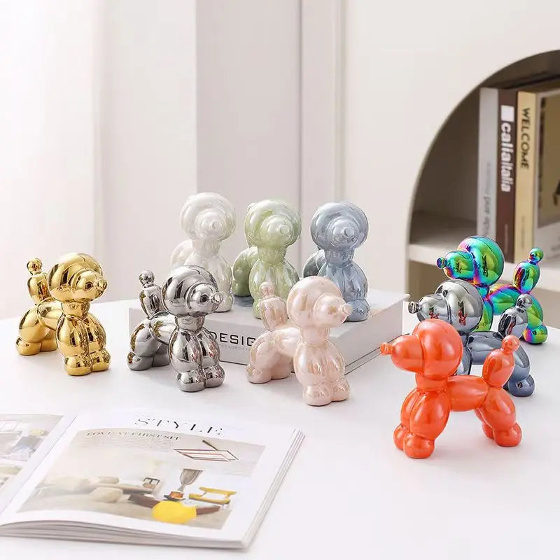 12.5cm Mini Ceramic Poodle Abstract Ornament Creative Sculpture Study Room Statue Home Office Accessories Festival Decoration