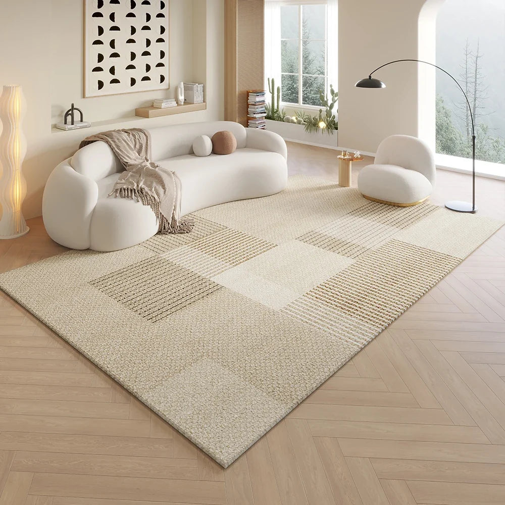 VIKAMA Cream Style Lineage Living Room Floor Mat Anti-Slip Home Decoration Large Size Sofa Coffee Table Rug Bedroom Carpet
