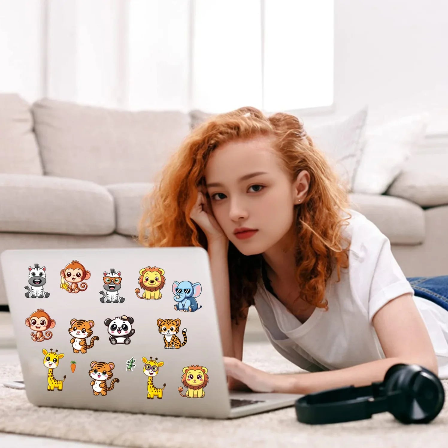 8/16/24PCS Cartoon Animal Puzzle Stickers Make a Face Cartoon Decals Stationery Notebook Phone Laptop Decoration Stickers