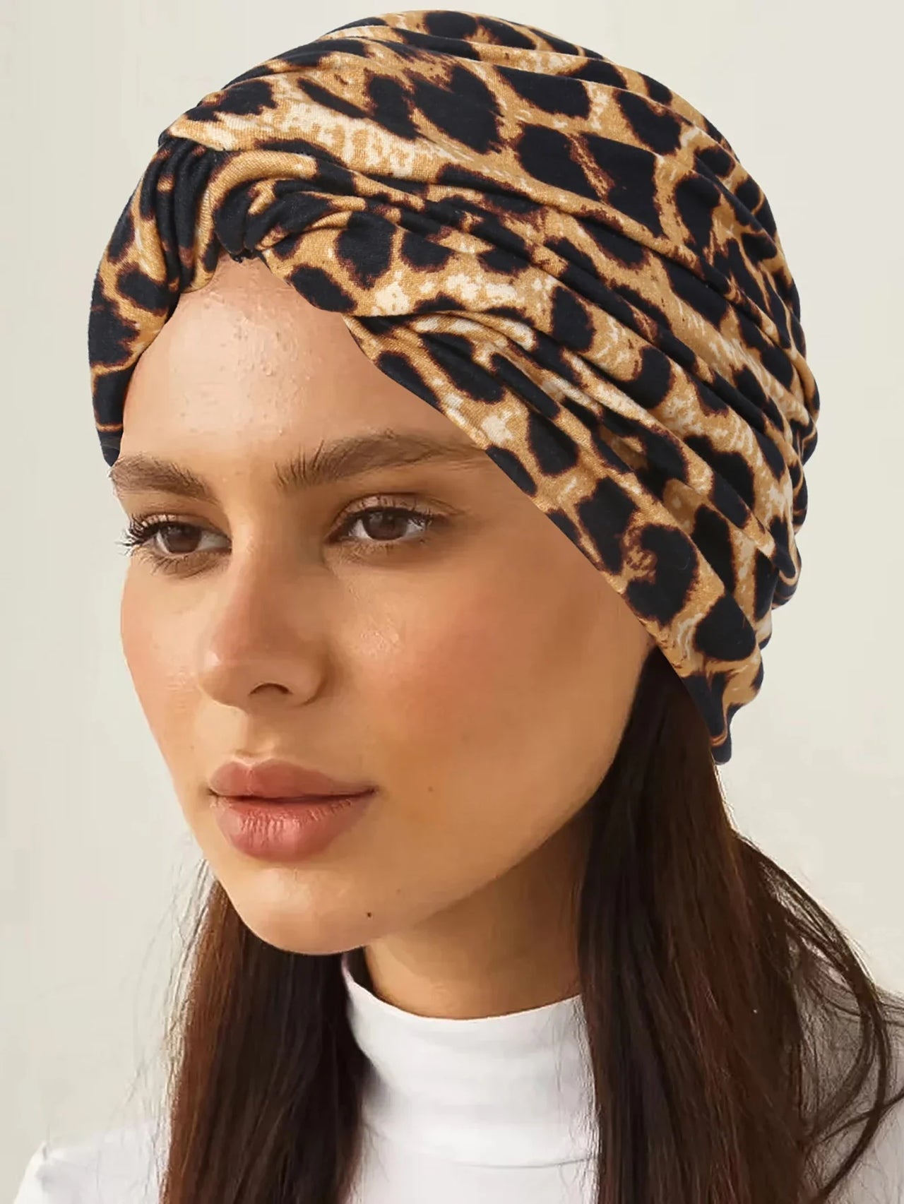 2024 New Leopard Print Women Hijabs Turban Hats Head Wraps Soft Elastic Hijab Hats Breathable Chemo Cap For Ladies Girls