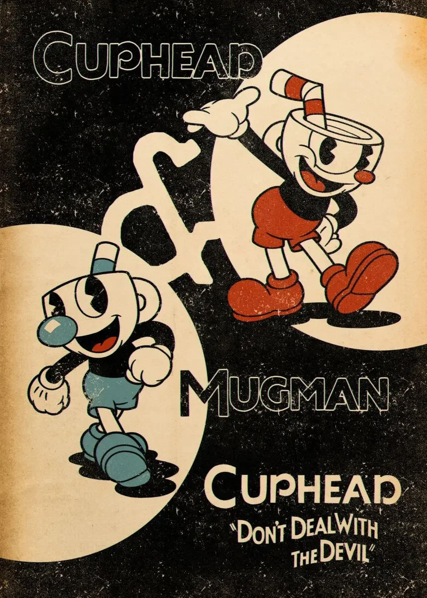 Classic Retro Wall Art Game Anime Cuphead Cartoon Characters HD Canvas Printed Poster Home Living Room Bedroom Decoration