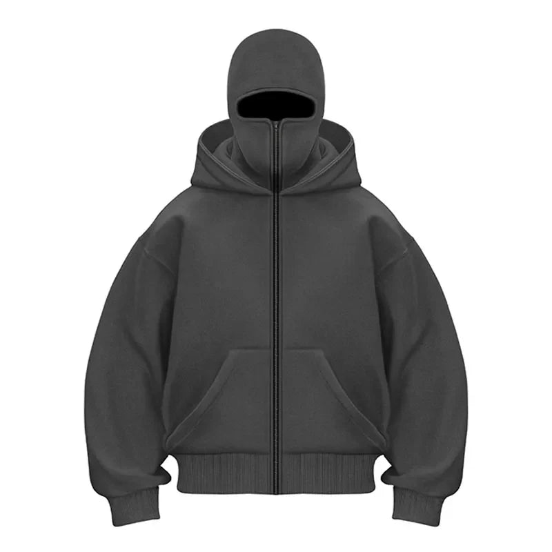 Plain Design Hooded Zip Up Sweatshirt for Men Women Autumn Winter Ins Style Couple Matching