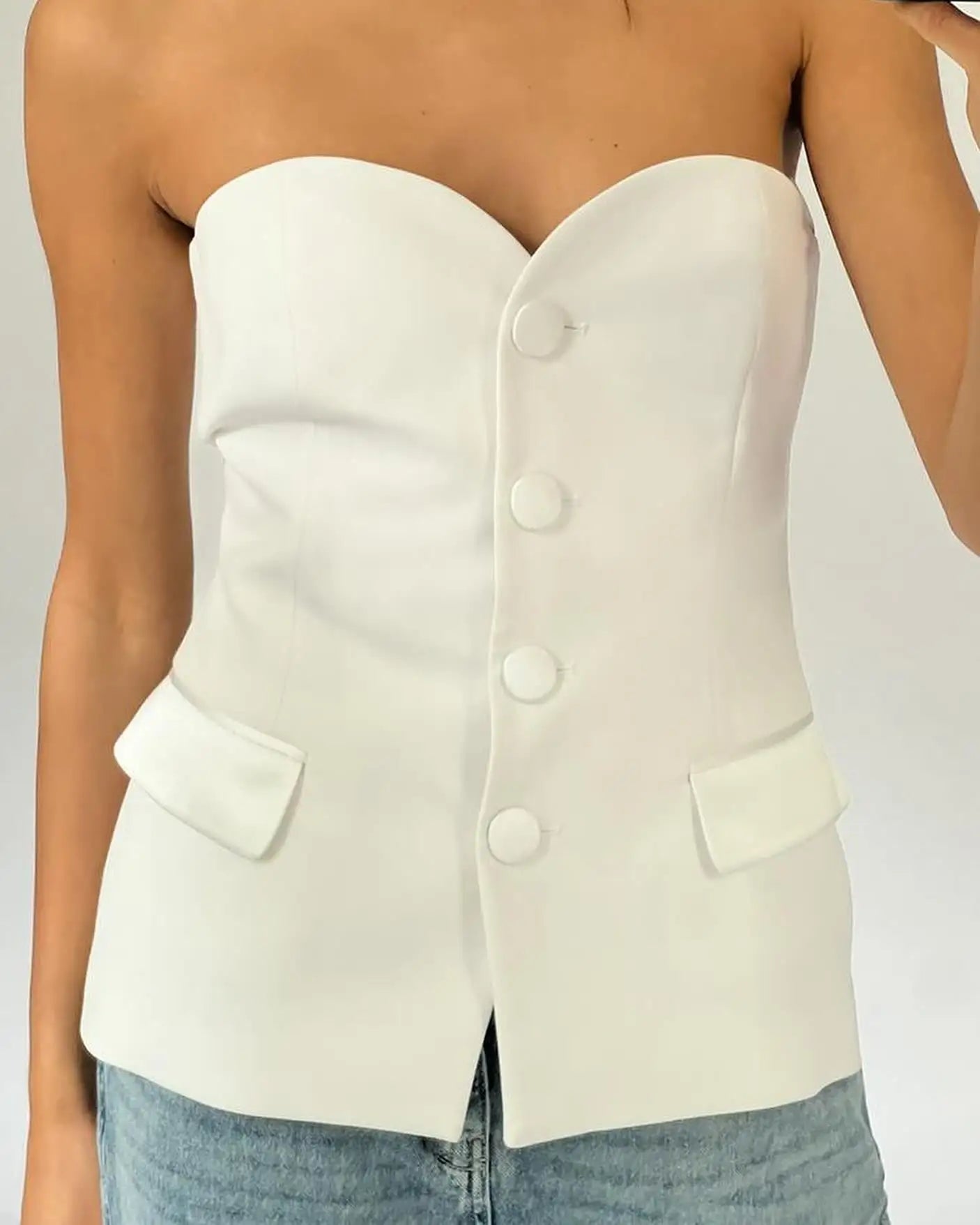 2024 Summer Fashion Woman Shorts Set Solid Chic Slim Tube Corset Top + Commuet Office Lady Wild Female Culottes Street