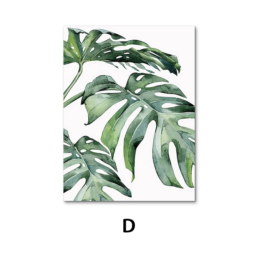 Nordic Green Plants Canvas Wall Art Monstera Fern Banana Leaf Painting Decor Living Room Bedroom Botanical Prints Hot Sale
