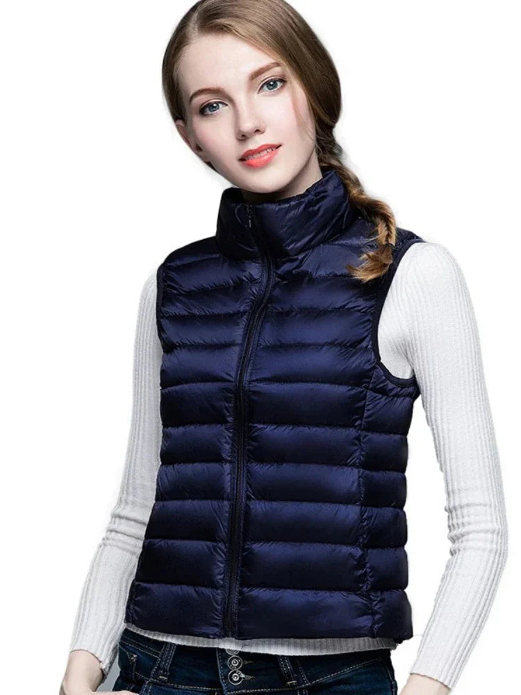 Women Vests 2023 New Autumn Winter Ultra Light Duck Down Vest Female Slim Sleeveless Jacket Windproof Warm Puffer Waistcoat
