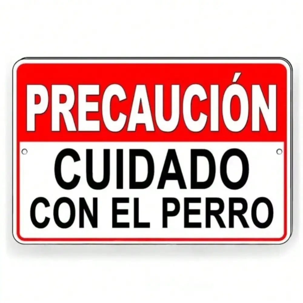 Spanish 'Beware of Dog' Sign – Precaución Cuidado Con El Perro Bite | Rustic Warning Decor,room decor，halloween decor，home decor