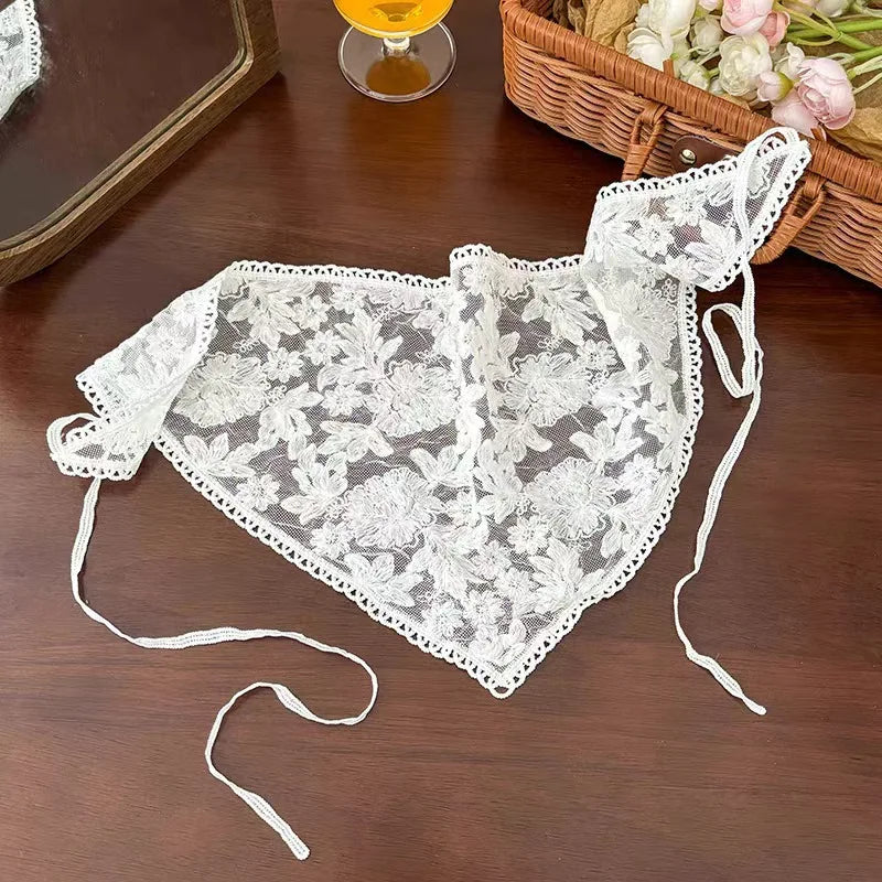 2025 HOT SALE! Y2K Women Lace Tulle Bandage Skirt Stacked Lace Half Skirt Layering Small Butt Curtain Flower Triangle Hair Scarf