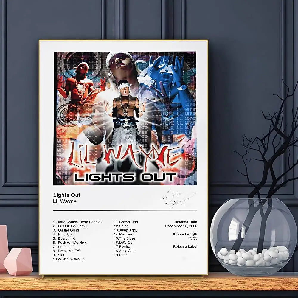 Rapper Lil Wayne Poster Sticky Wall Art Printing Waterproof Home Living Bed Room Bar Aesthetic Decor