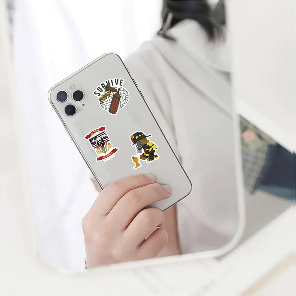 10/30/50pcs Fire Hero Firefighter Stickers Skateboard Motorcycle Luggage Laptop Car Bike Guitar Cool Waterproof Sticker Decal