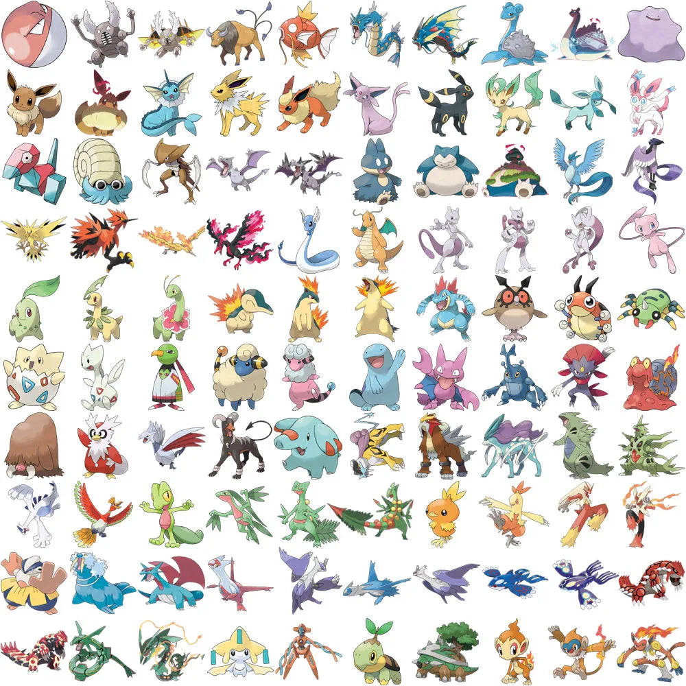 300Pcs Pokemon Cute Pikachu Stickers Charizard Album Pokédex DIY Laptop Car Luggage Kawaii Waterproof Anime Sticker Toy