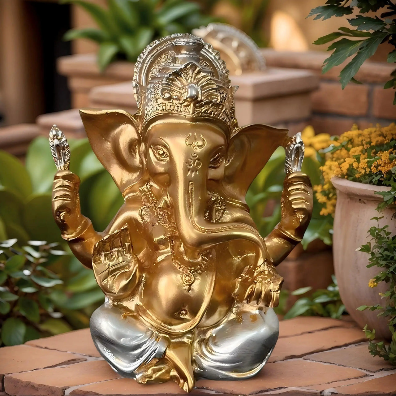 1 Exquisite Indian Ganesha Golden Statue Ornament, a Good Item for Blessing and Good Fortune in the Home, Indian Art Style Decoration