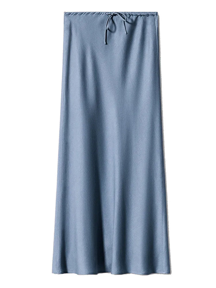 Long Satin Skirts Women Dark Green Luxury Spring Summer Maxi Straight Black Skirt Long Shining Satin Skirt Maxi Brown Ladies