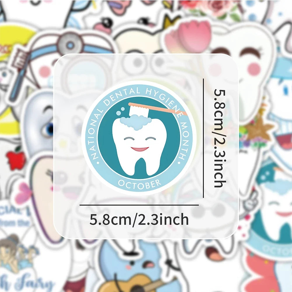 10/30/50pcs Funny Cute Cartoon Tooth Stickers Graffiti Decals Laptop Scrapbook Phone Suitcase Car Decoration Waterproof Sticker