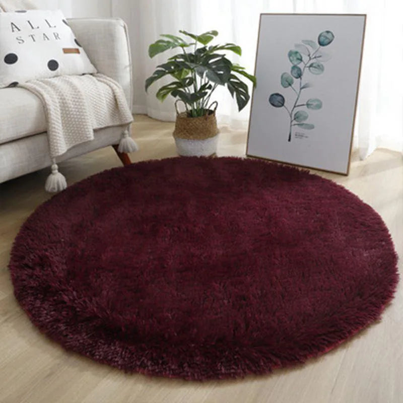 VIKAMA Pink Round Carpet Fluffy Soft Area Floor Mat Children Girls Room Princess Castle Plush Carpet Living Room Home Decor