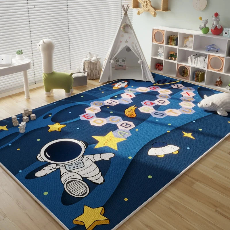 VIKAMA Children's Room Crystal Pile Rug Stain Resistant Washable Bedroom Bed Rug Game Rug Living Room Crawl Mat Home Decor