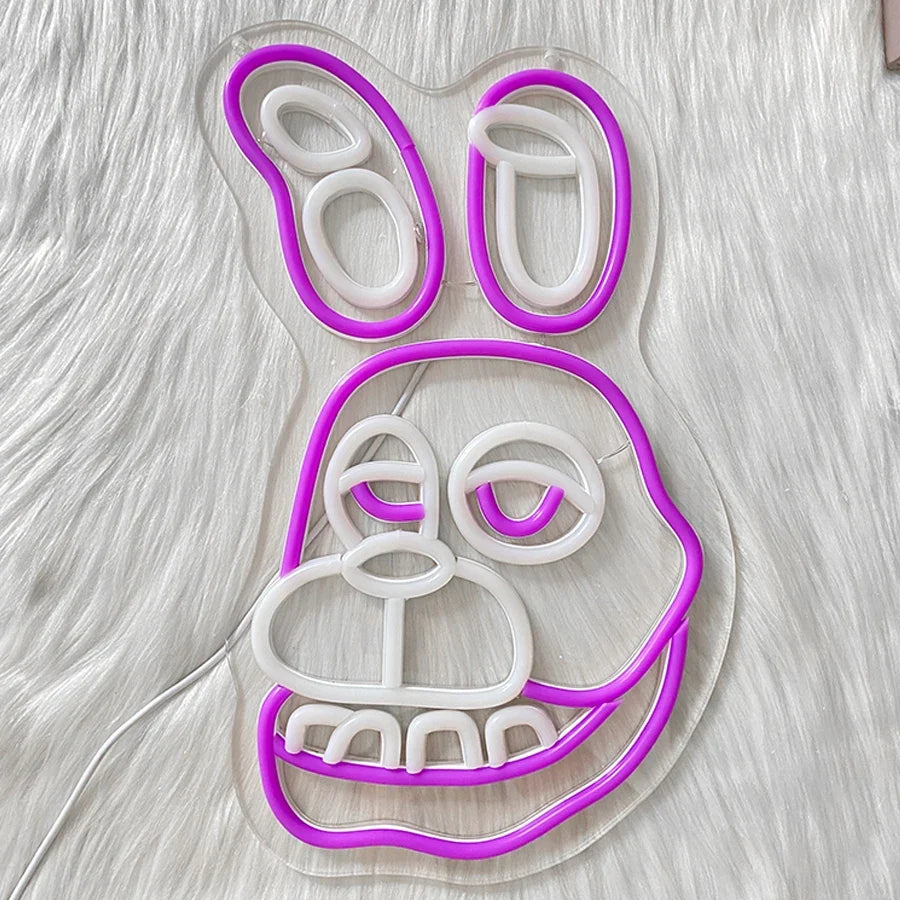 Bonnie The Rabbit Neon Sign, Used For Wall Decor, Usb Powered, Bedroom, Game Room, Club, Theme Party, Man Cave Sign Wall Lamp.
