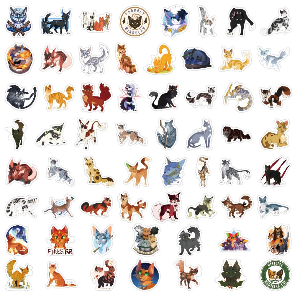 60/120PCS Cat Warriors Cartoon Graffiti Sticker Car Luggage Water Cup Skateboard Stationery Sticker