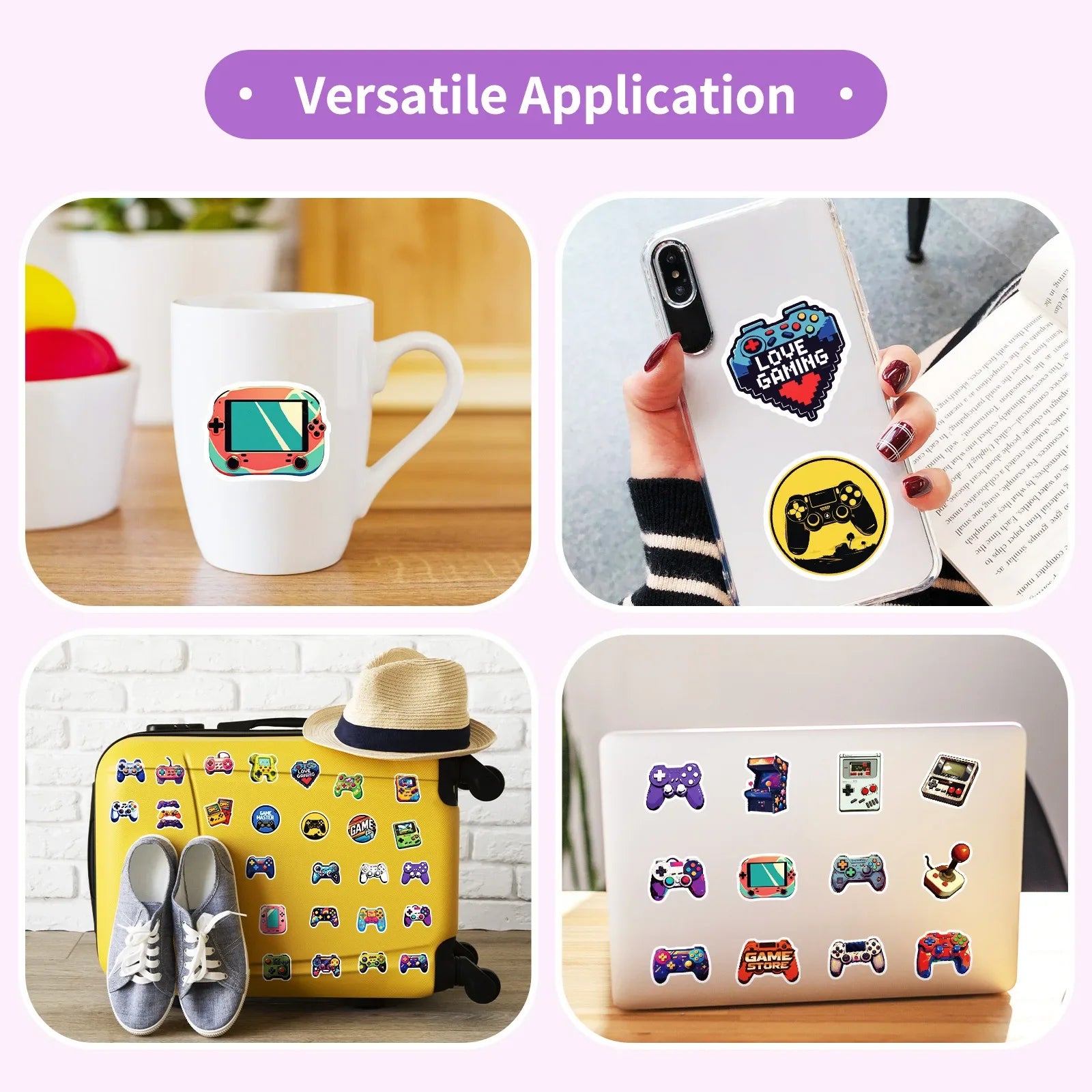 50/100PCS Cartoon Hand Drawn Controller Game Console Graffiti Waterproof Decor Sticker DIY for Laptop Stationery Notebook