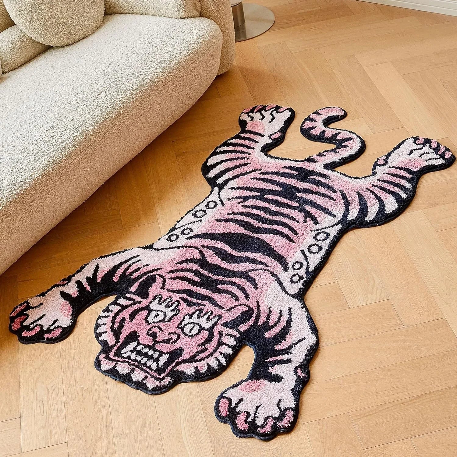 VIKAMA Tiger Sleeping Tiger Faux Cashmere Decorative Carpet Is Soft And Comfortable For Bedroom, Bedside And Home Decoration