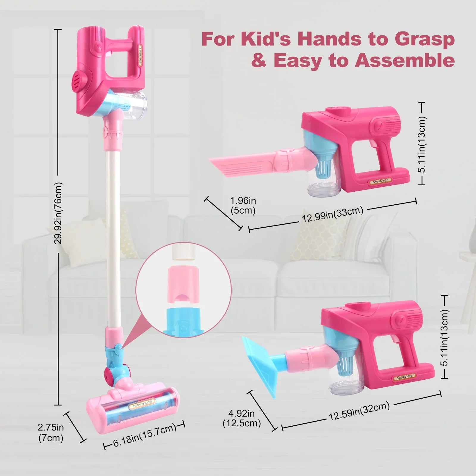 Electric Mini Vacuum Cleaner Simulation Housework Dust Catcher with Light and Music Educational Pretend Play Toys for Kids Gifts
