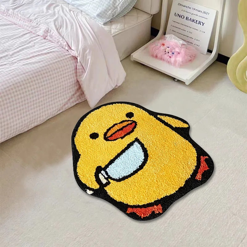 VIKAMA Cartoon Duck Carpet Bathroom Non-Slip Absorbency Foot Pad Bedroom Bed Soft  Comfortable Foot Pad Home Decoration