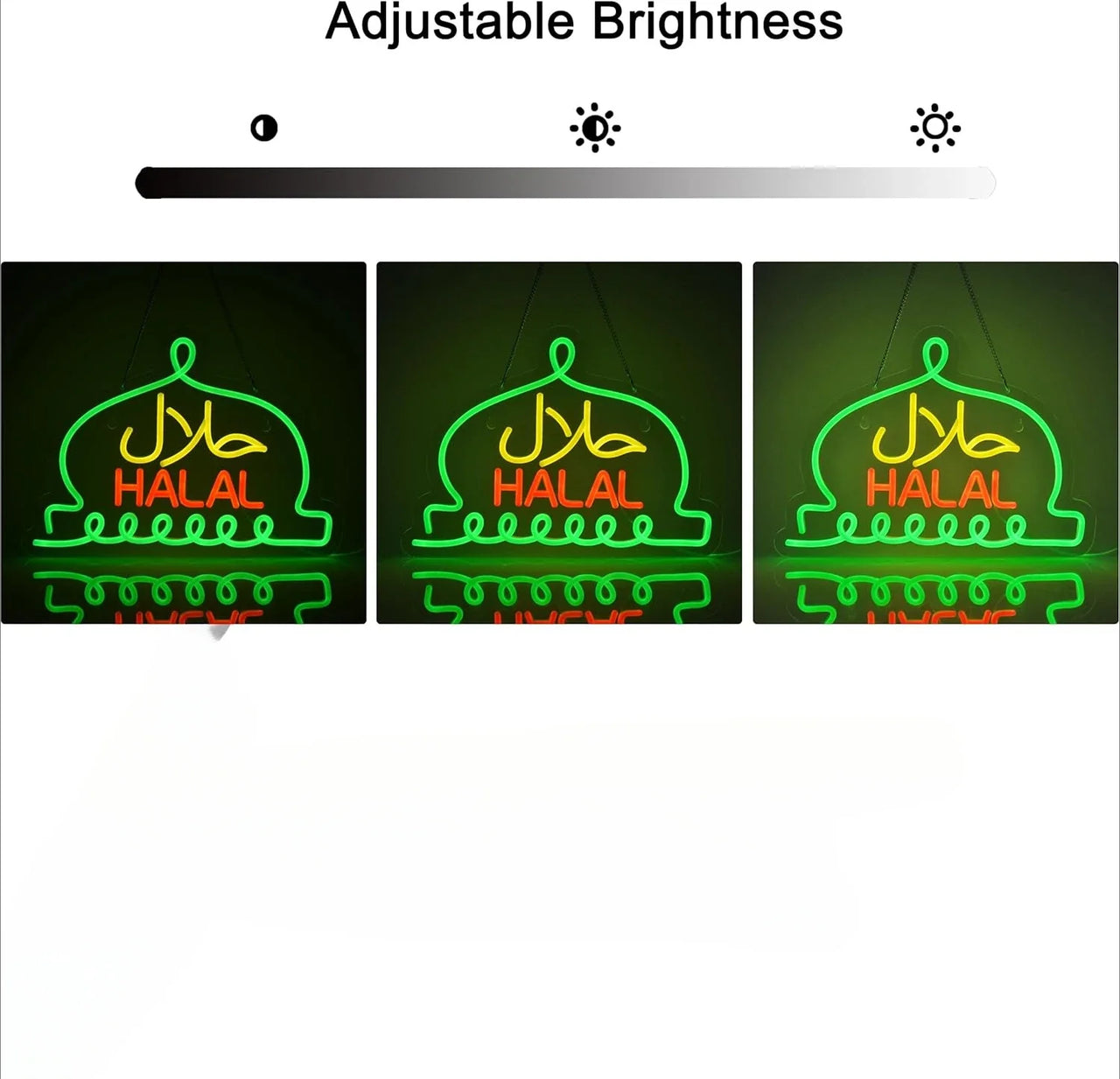 Halal Neon Signs Halal Food Arabic Restaurants Led Light Up Signs for Business Store for Wall Decor USB Powered