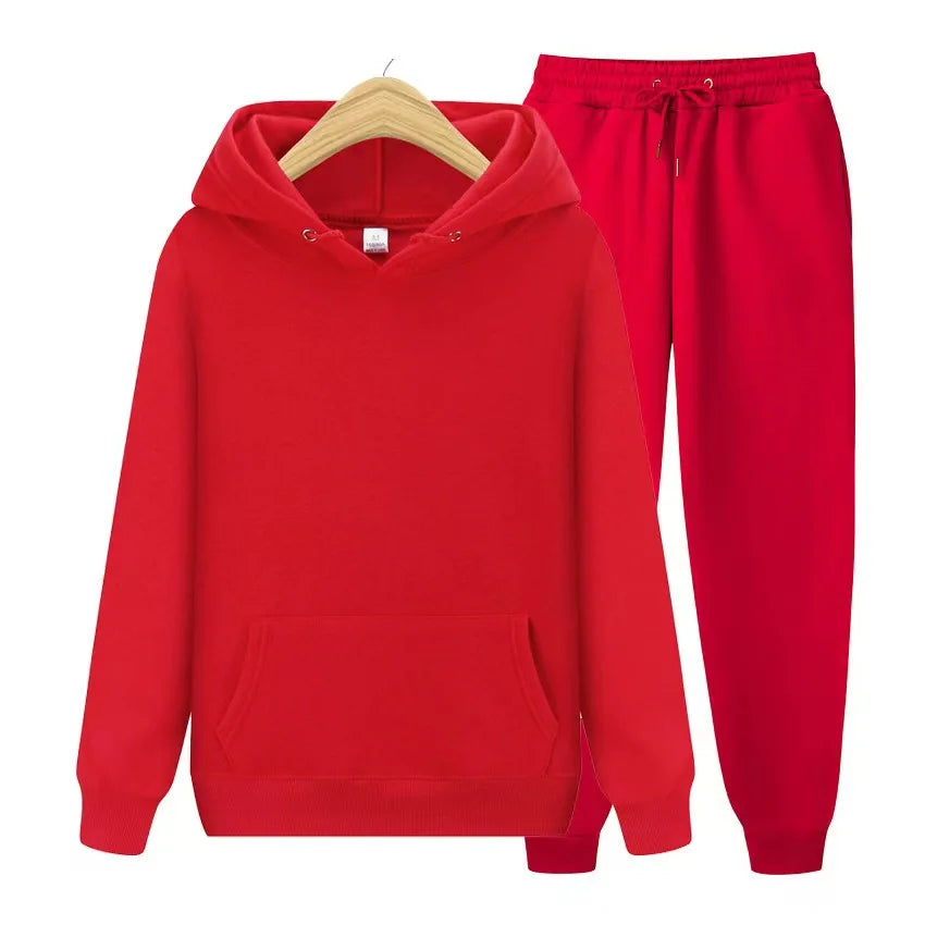 2025 New Men's Autumn/Winter Collection Solid Color Hoodie+Pants Two Piece Fashion Casual Sports Set Size s-3XL