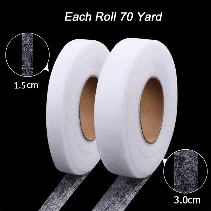 65Yard Fabric Fusing Tape Adhesive Iron on Hem Tape Double-side Interlining For Pants Curtains Clothes Pillow Case DIY Sewing
