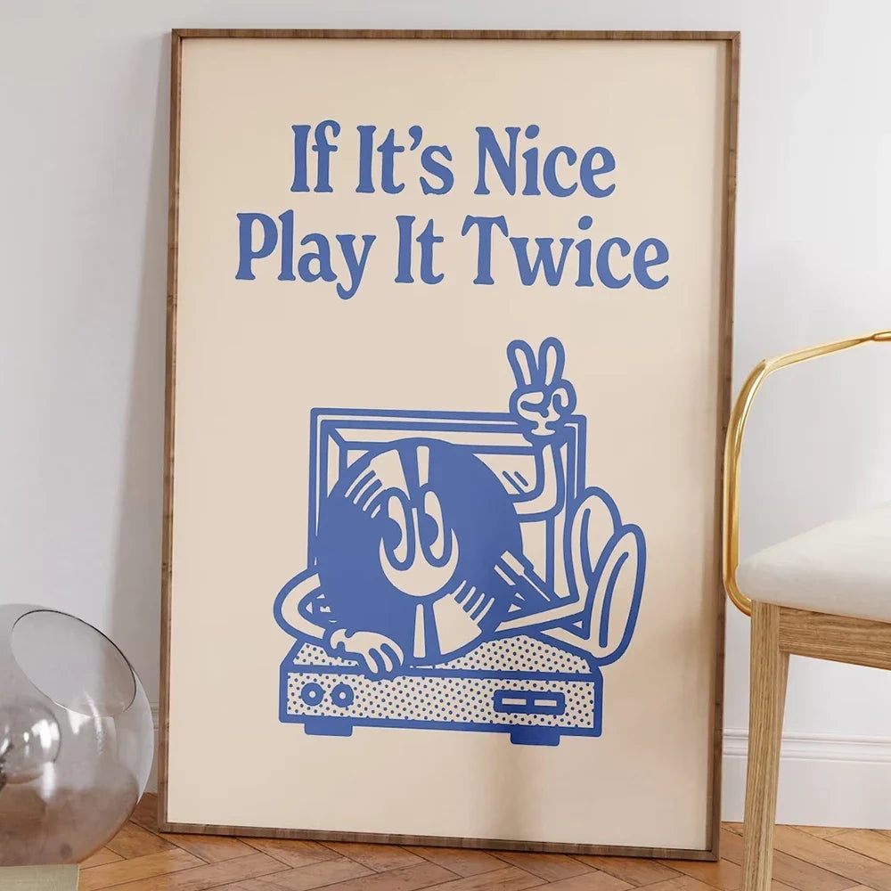 Music Groovy Record Player Get This Bread Drink Water Self Care Quotes Wall Art Canvas Painting Posters Living Room Home Decor