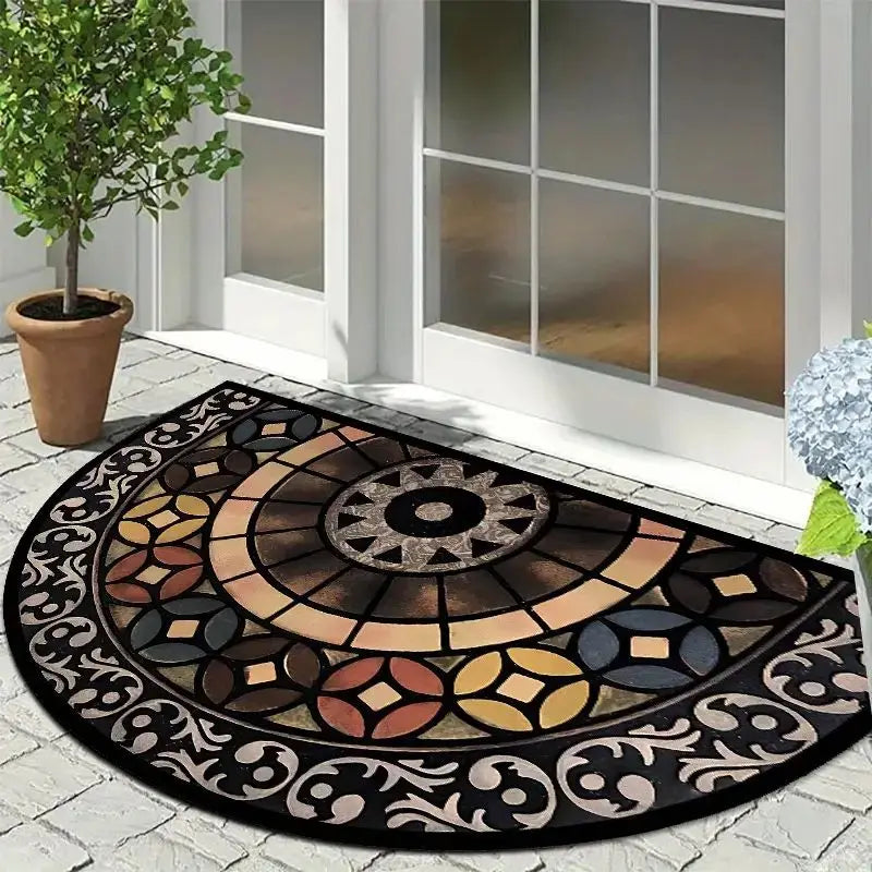 VIKAMA Butterfly Pattern Welcome Door Mat Semi-Circular Anti-Slip Entrance Mat Kitchen And Bedroom Carpet Home Decoration