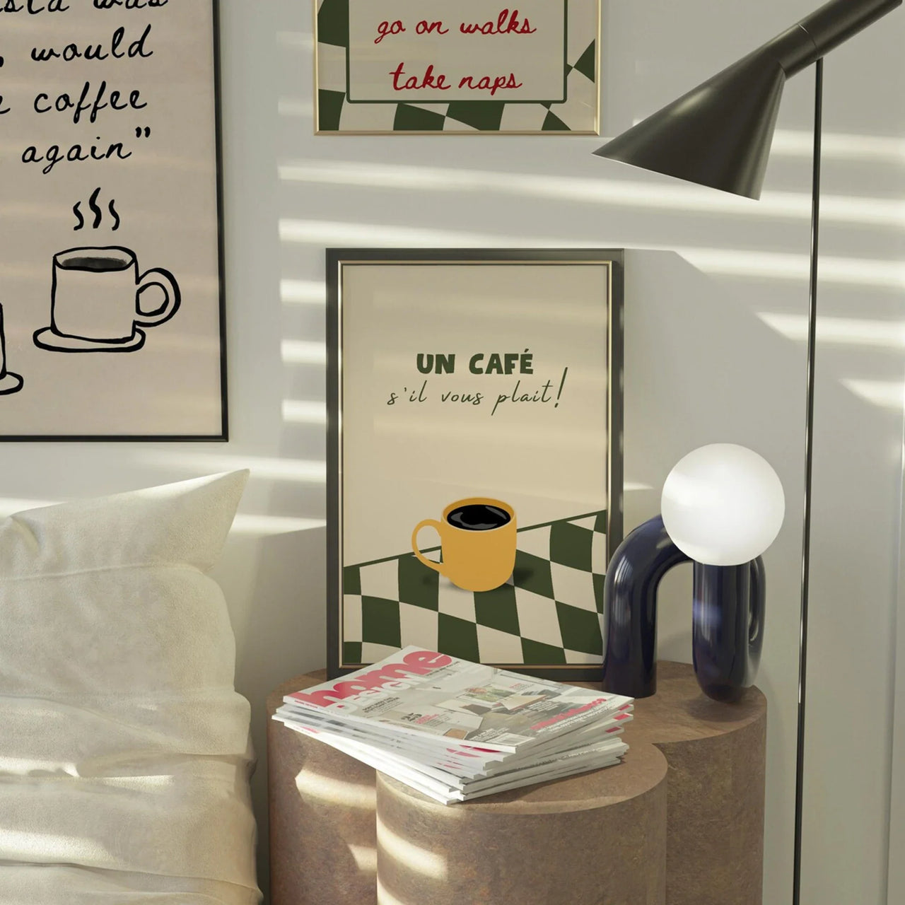 Un Cafe S'il Vous Plait French Cafe Wall Art Print Canvas Painting Poster Picture For Kitchen Living Room,Bedroom Home Decor
