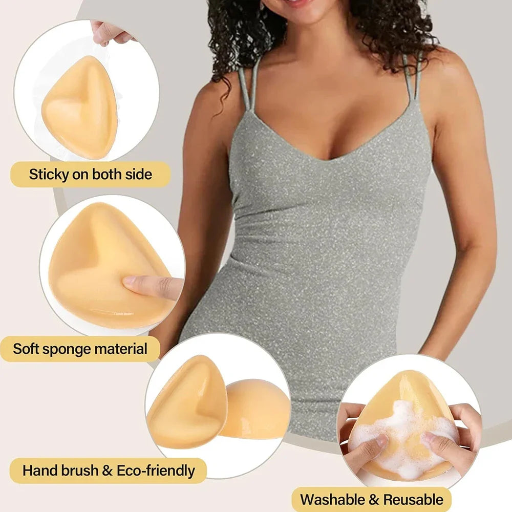 Double Sided Sticky Bra Inserts Push Up Adhesive Bra Pads Breast Enhancer Pads Cup Add Up for Bikini Swimsuit Strapless Dress