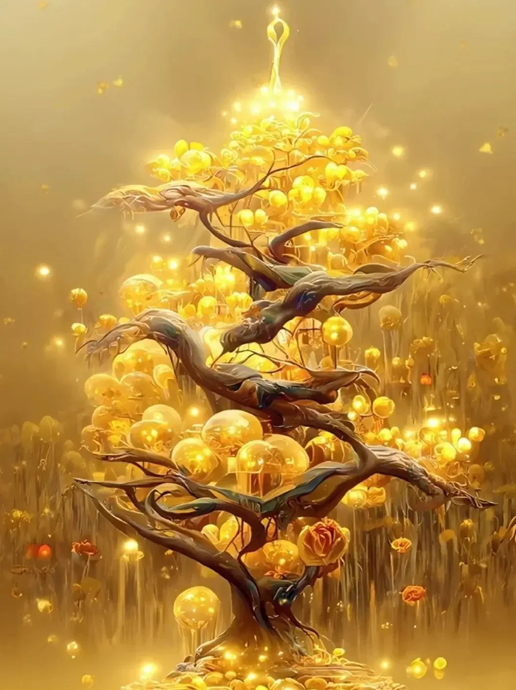 Classic Abstract Wall Art Luxury Lucky Golden Money Tree HD Canvas Print Poster Home Living Room Bedroom Decorative Painting