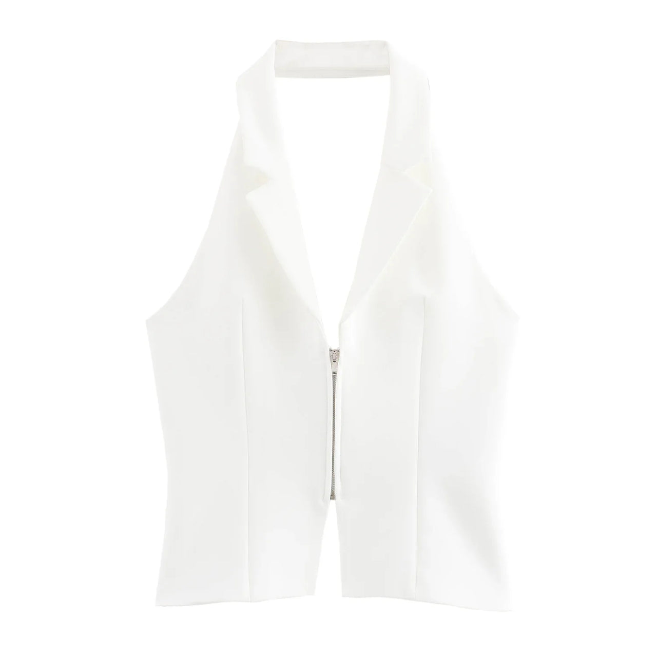 2025 Summer Women’s Sleeveless Zip Front Vest | Lapel Waistcoat for Office Casual Outing | Black/White Daily Versatile