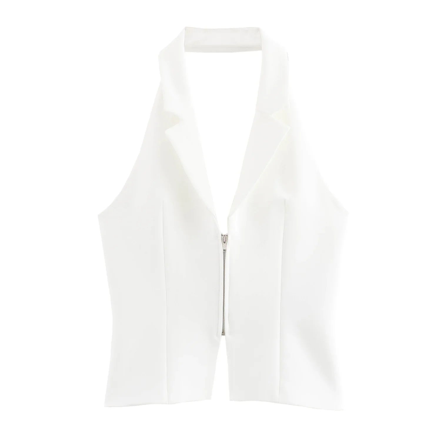 2025 Summer Women’s Sleeveless Zip Front Vest | Lapel Waistcoat for Office Casual Outing | Black/White Daily Versatile