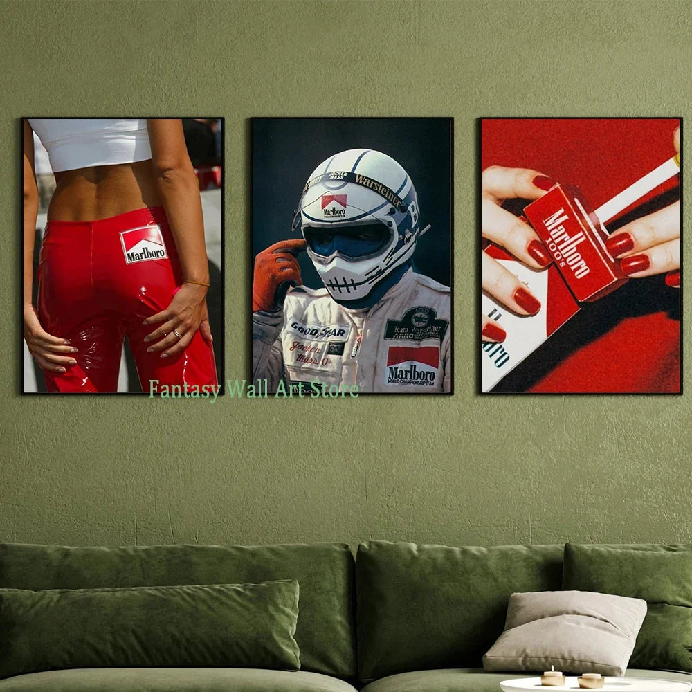 Red Prints Fashion Poster Canvas Painting Red Fashion Wall Art Decor Trendy Aesthetic Poster Hypebeast Racecar Wall Decoration