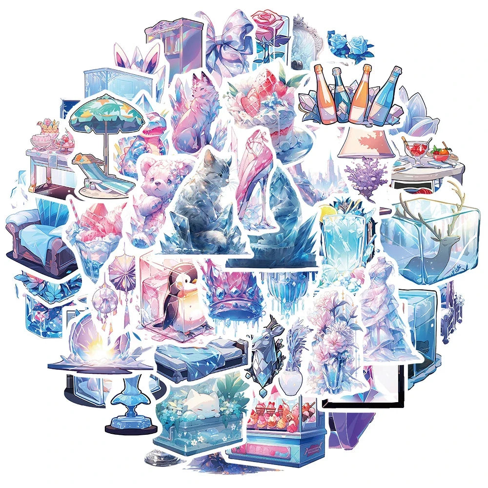 10/30/50PCS Cute Ice World Aesthetic Stickers Cartoon INS Style Decals Laptop Notebook Phone Decoration Graffiti Sticker Kid Toy