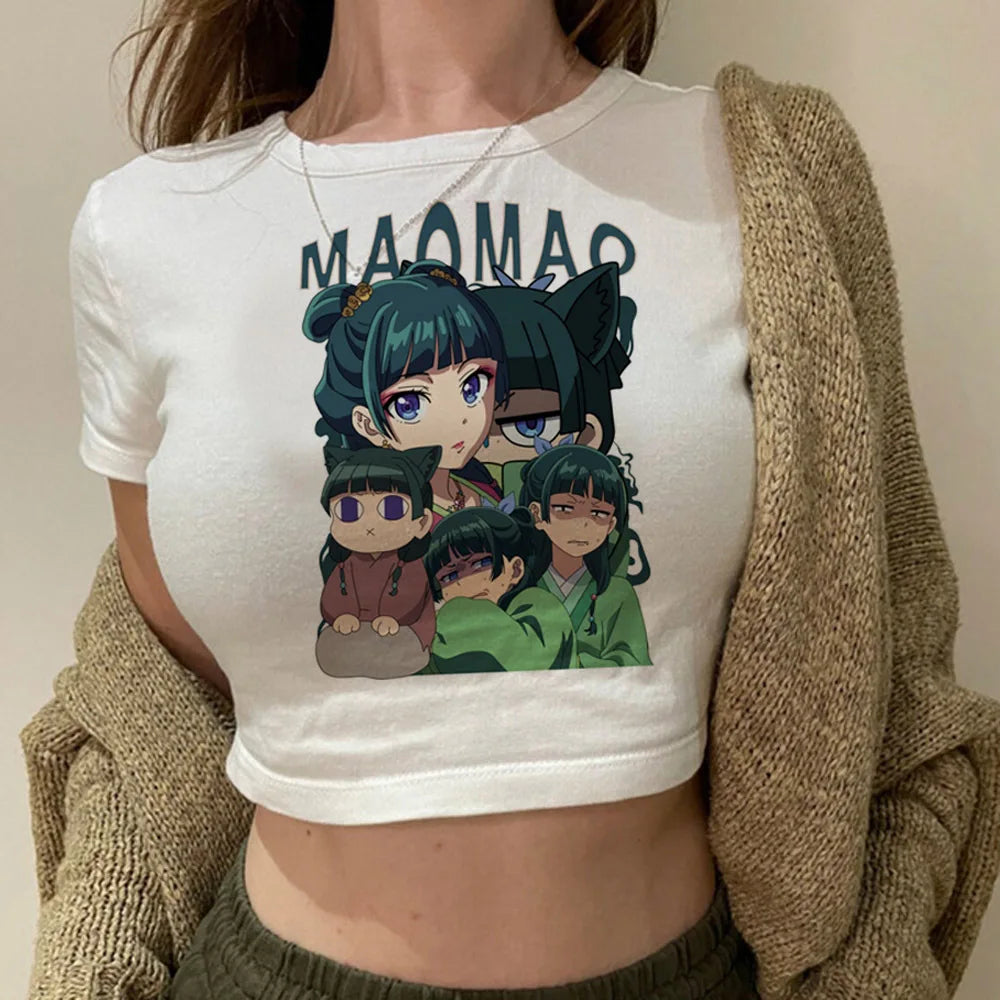 Maomao the Apothecary Diaries crop top y2k cute harajuku Slim Fit Cute babydoll summer girls tees