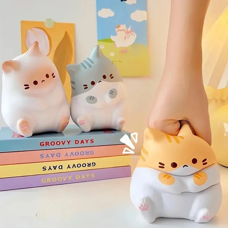 1Pc Adorable Cartoon Cat Squeeze Toys for Kids Adult Soft Pinch PU Slow Rebound Balls Pop Fidget Toys Halloween Christmas Gifts
