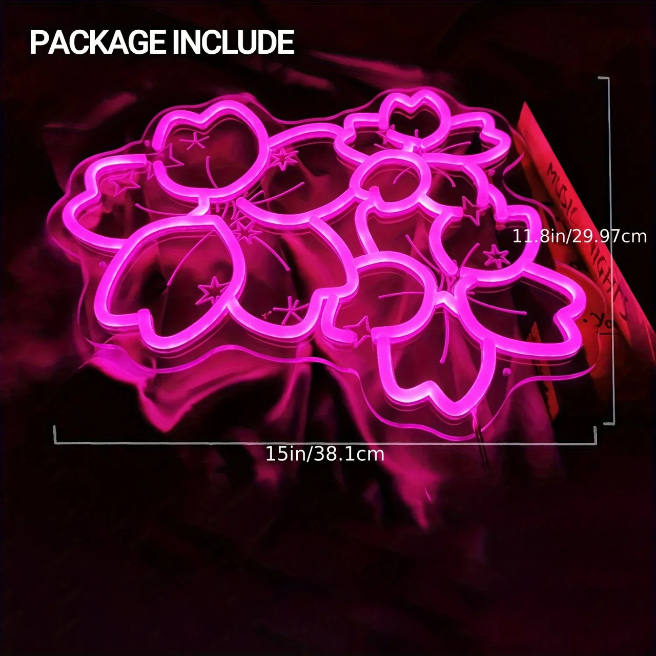 Pink Glow Flower Design LED Neon Sign Creates Romantic Atmosphere for Bedroom Living Room Wedding Party Decor Wall Art Lighting