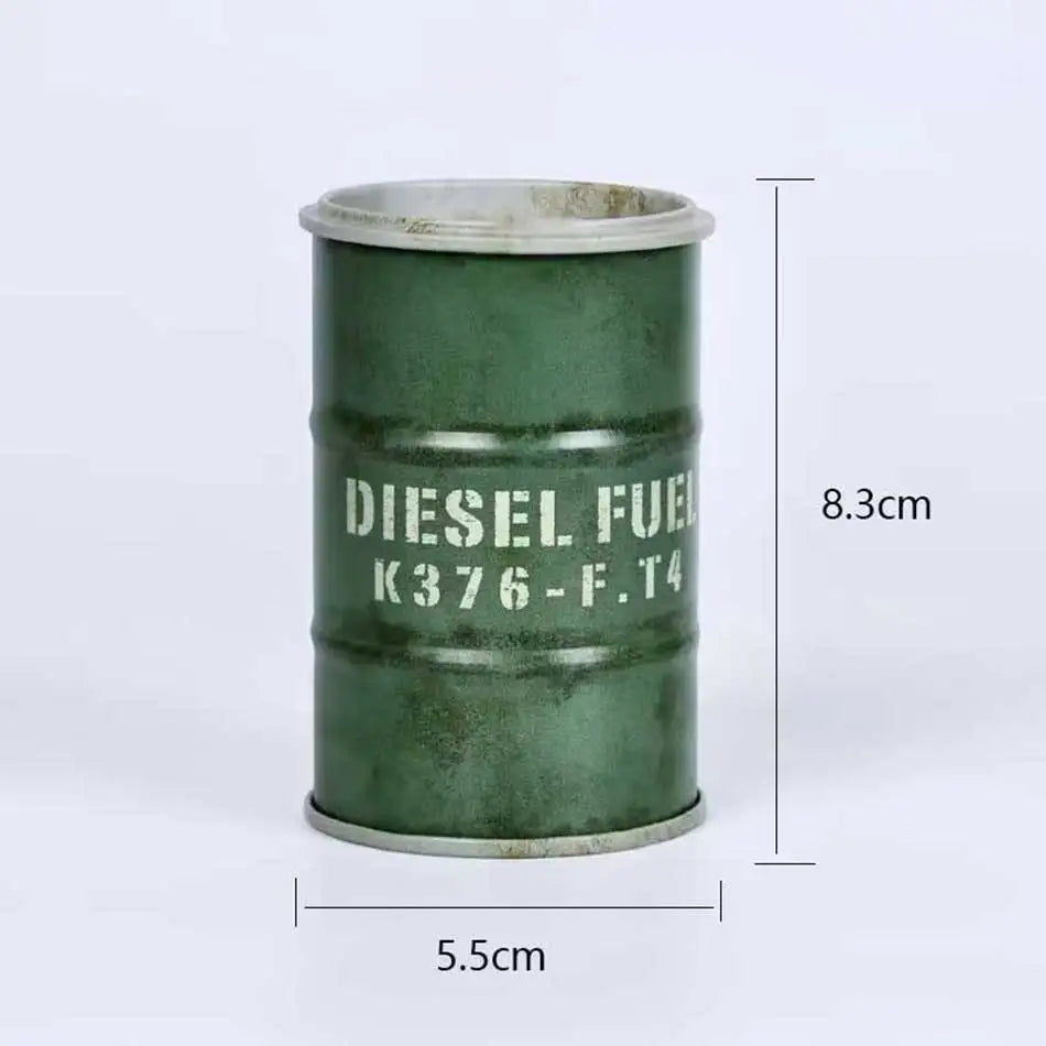 Iron Mini Oil Drum Model Chemistry Oil Drum Model Car Model Desktop Decoration Storage Box War Games Scene Model for Xmas Gifts