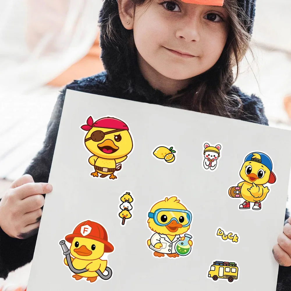8/16/24PCS Cartoon Yellow Duck Toy Puzzle Stickers Cute Make a Face Change Stickers DIY Waterproof Cartoon Stationery Stickers