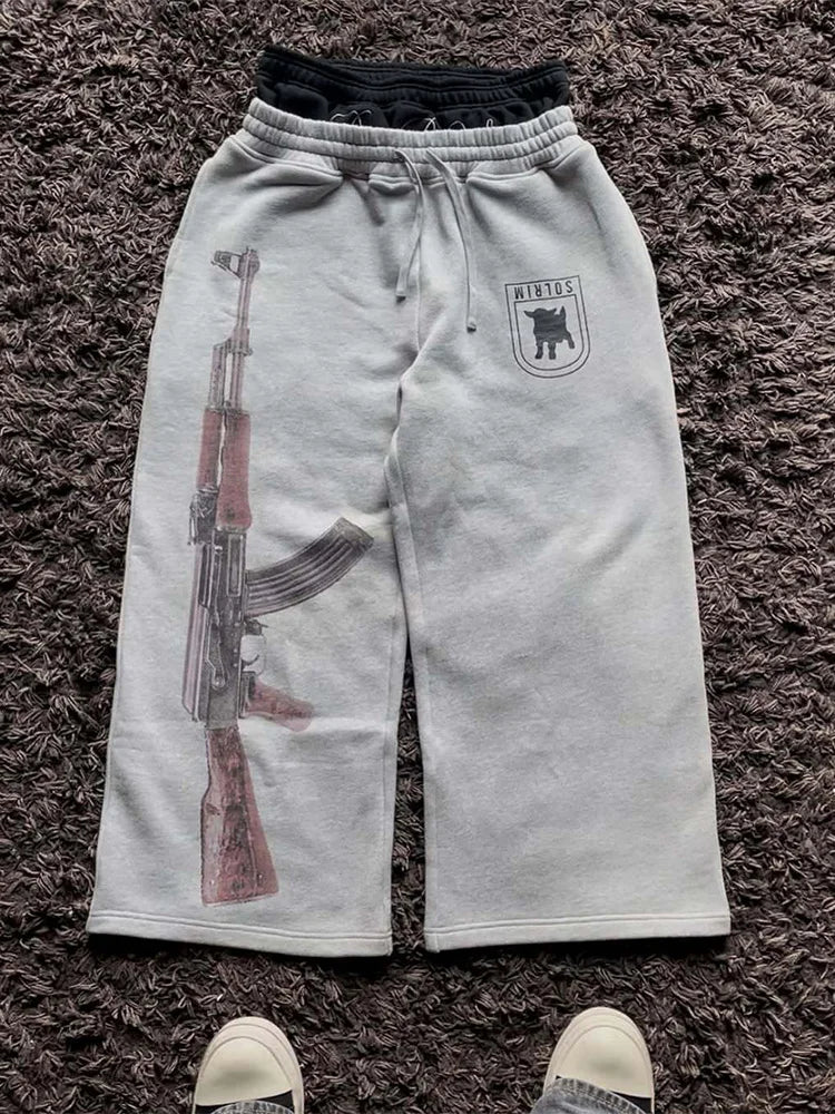 2025 summer new  women Y2K double waist embroidered street couple personalized printed patterns trendy street pants