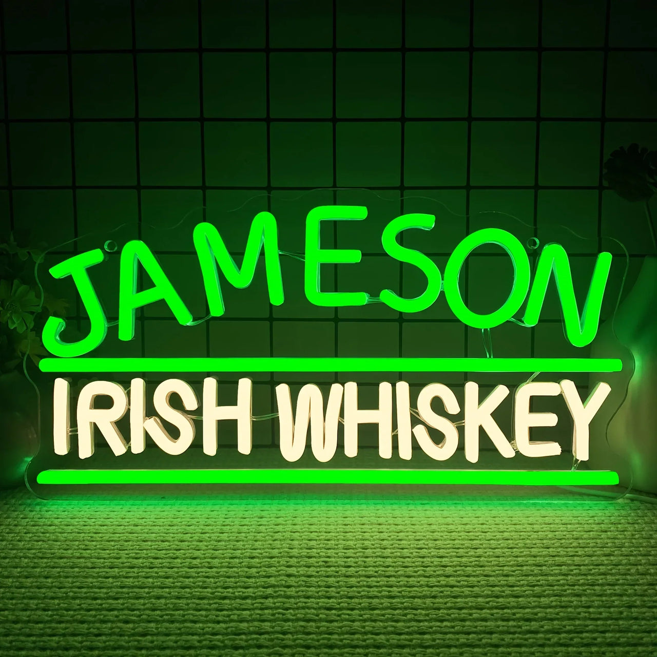 Jameson Irish Whiskey Brand Logo Neon Sign Light for Home Bar Pub Man Cave Wall Decor LED Neon Light  Gift for Whiskey Lovers