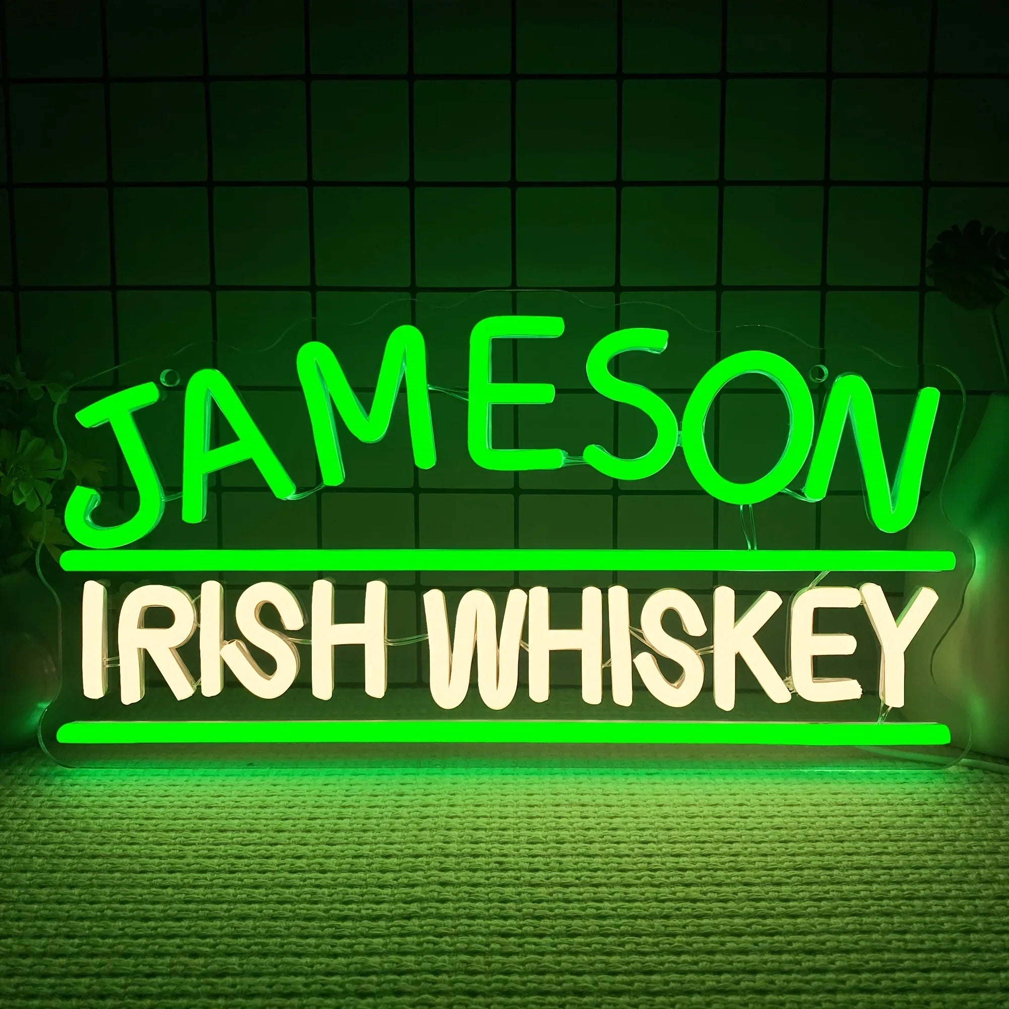 Jameson Irish Whiskey Brand Logo Neon Sign Light for Home Bar Pub Man Cave Wall Decor LED Neon Light  Gift for Whiskey Lovers