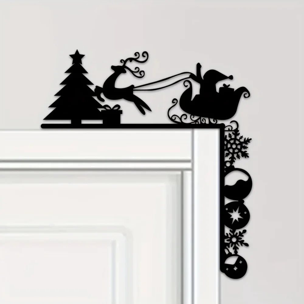 Charming Metal Sleigh Wall Stickers: Ideal for Door Corner Decorations, Christmas Party Decor and Stylish Metal Wall Hanging
