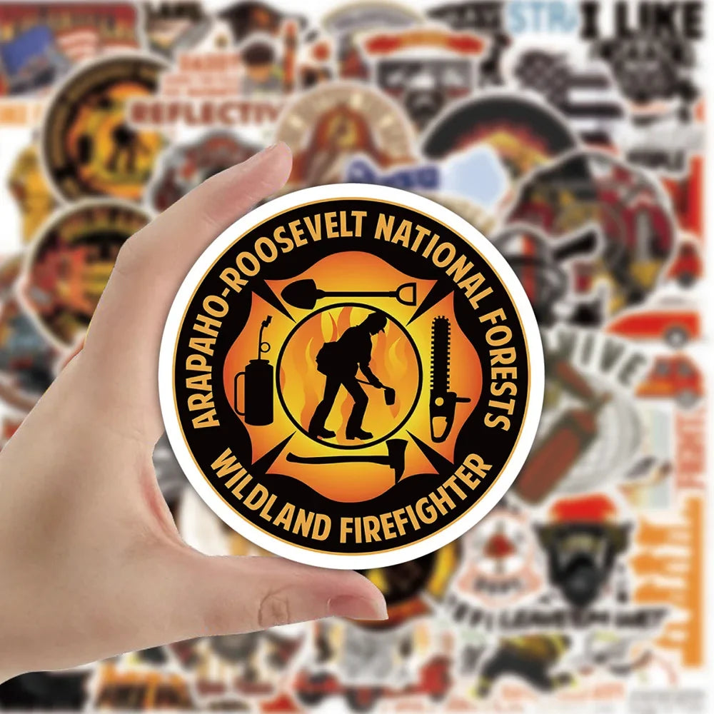 10/30/50pcs Fire Hero Firefighter Stickers Skateboard Motorcycle Luggage Laptop Car Bike Guitar Cool Waterproof Sticker Decal