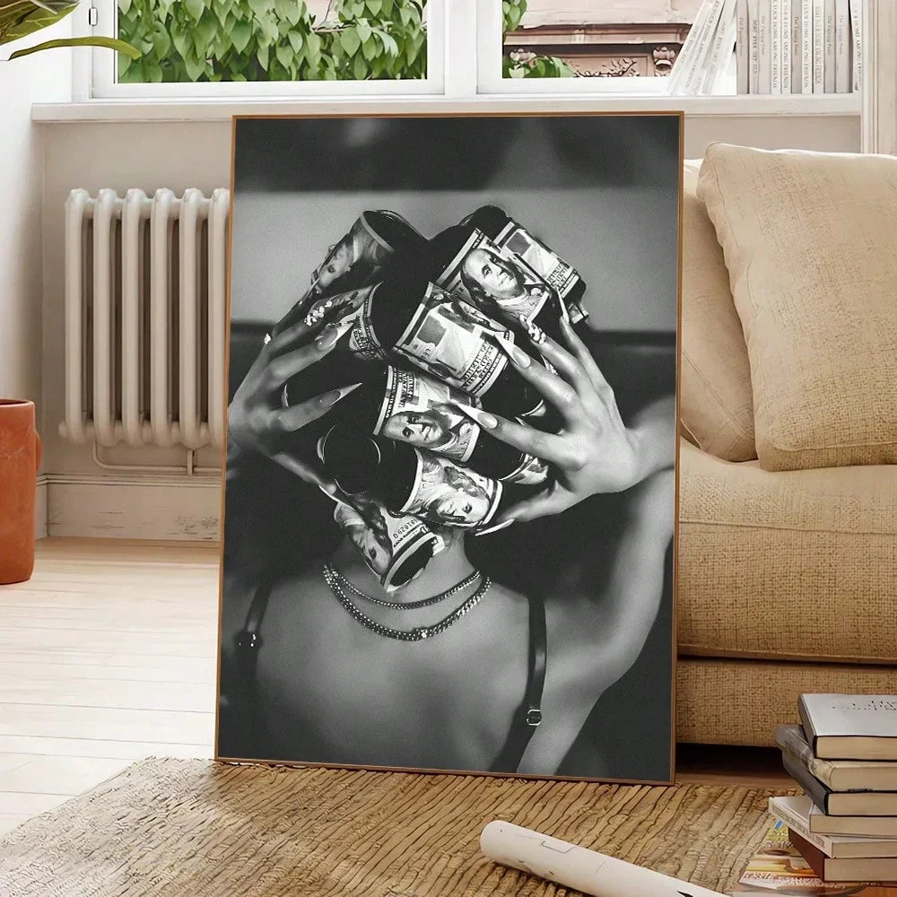 Fashion wall art canvas poster print black and white simple art trendy painting suitable for dorm, modern home decoration