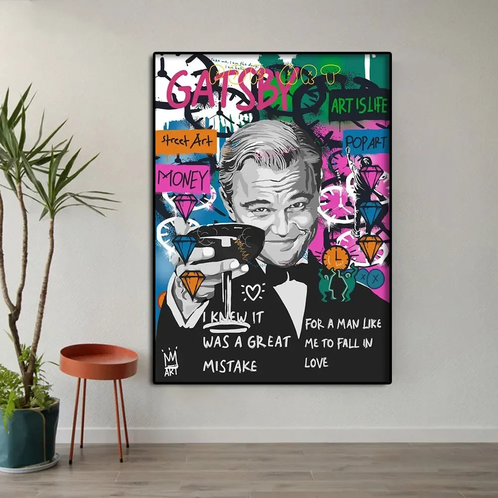 Classic Abstract Wall Art Creative Graffiti The Great Gatsby Canvas Print Poster Home Living Room Bedroom Decorative Painting